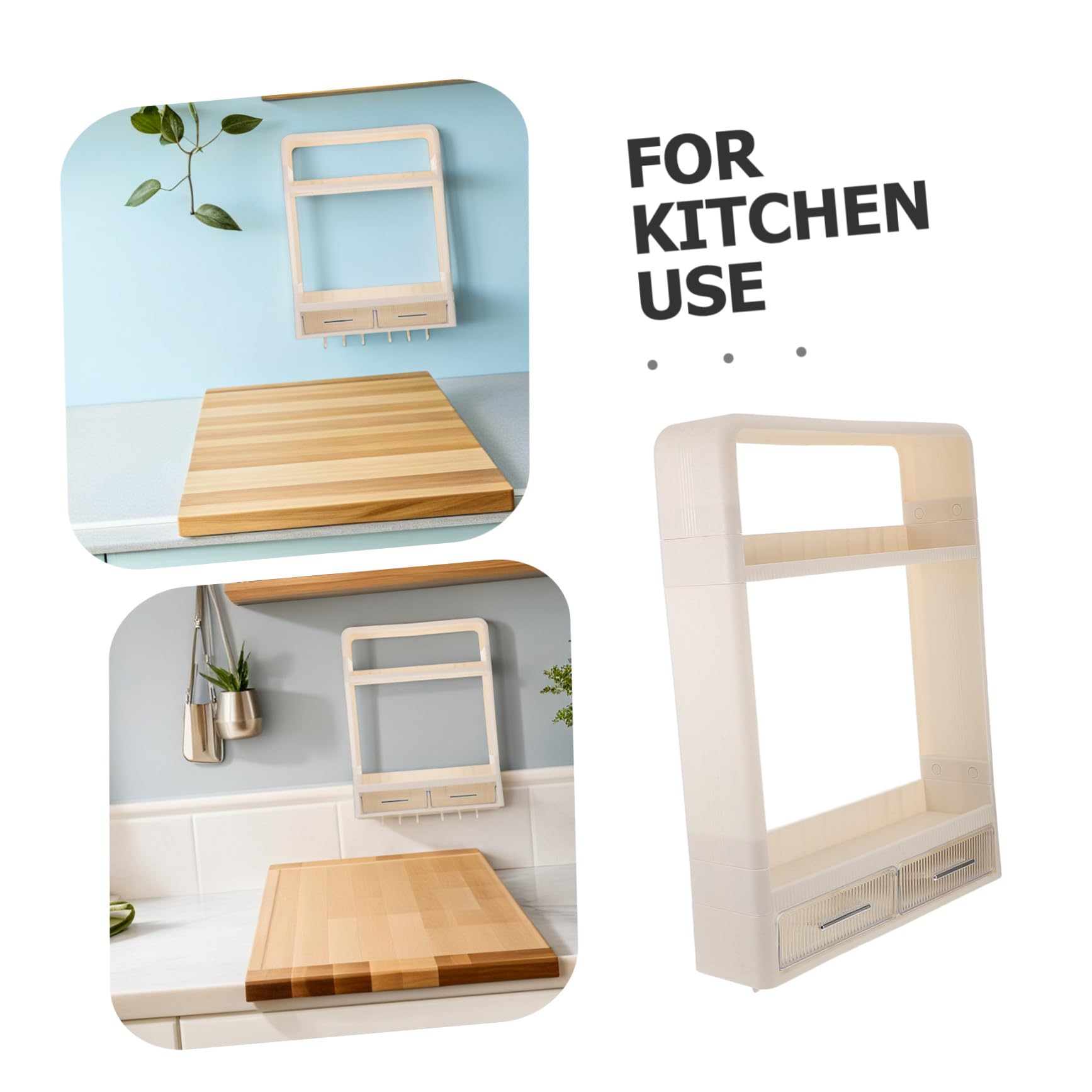 OUNONA Étagère Murale de Cuisine pour Épices et Assaisonnements Organisateur de Rangement Mural avec Tiroir et Crochet Fixation Simple sans Outil