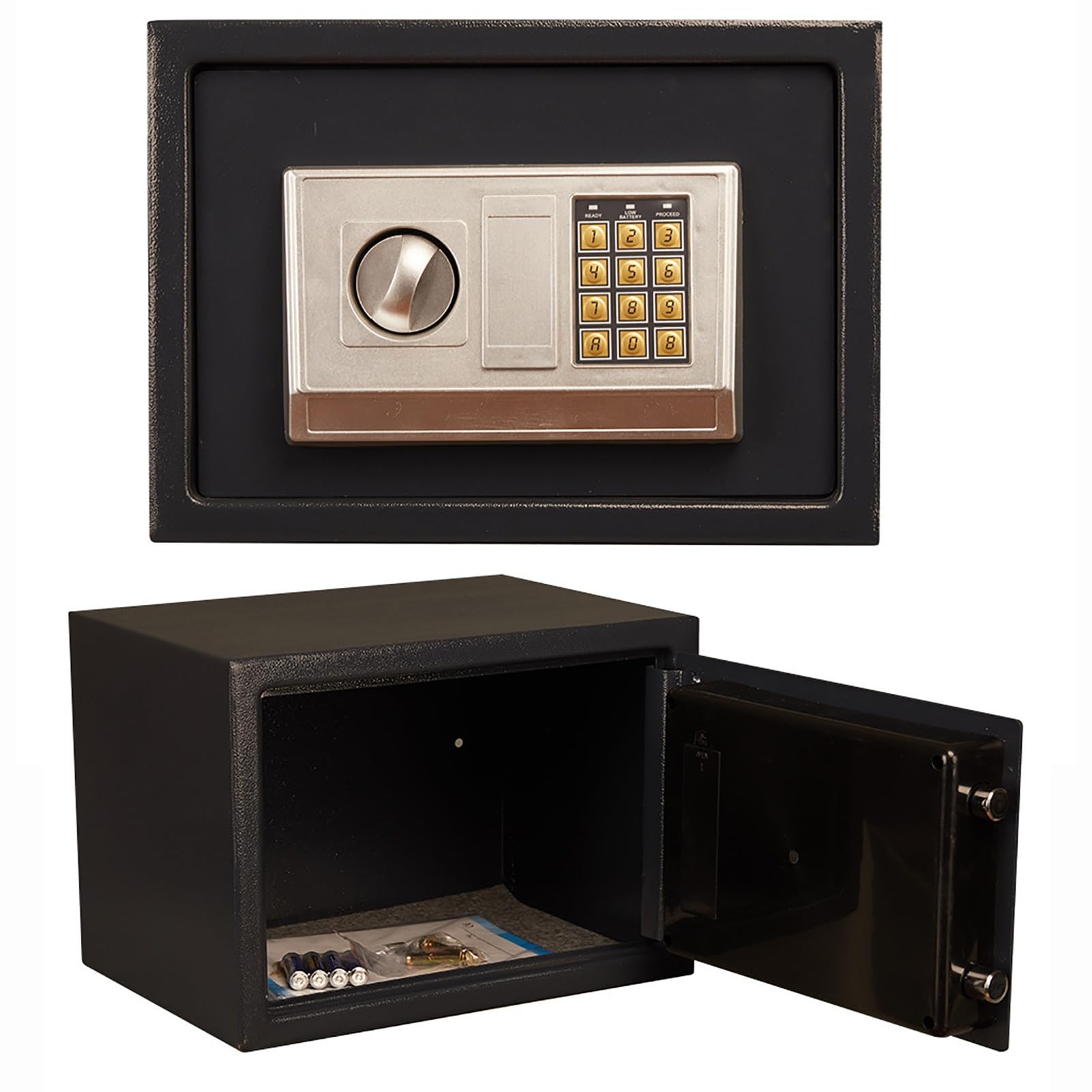 Cassetta di Sicurezza Piccola Cassaforte a Muro Cassetta Portavalori con Chiave Safe per Casa, Ufficio, Hotel(Black)