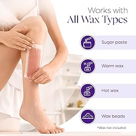 150 Wax Strips for Hair Removal - Extra-Large Non-Woven Strips for Legs, Arms, Back & Body - Works with All Soft Waxes - Salon & Home Use