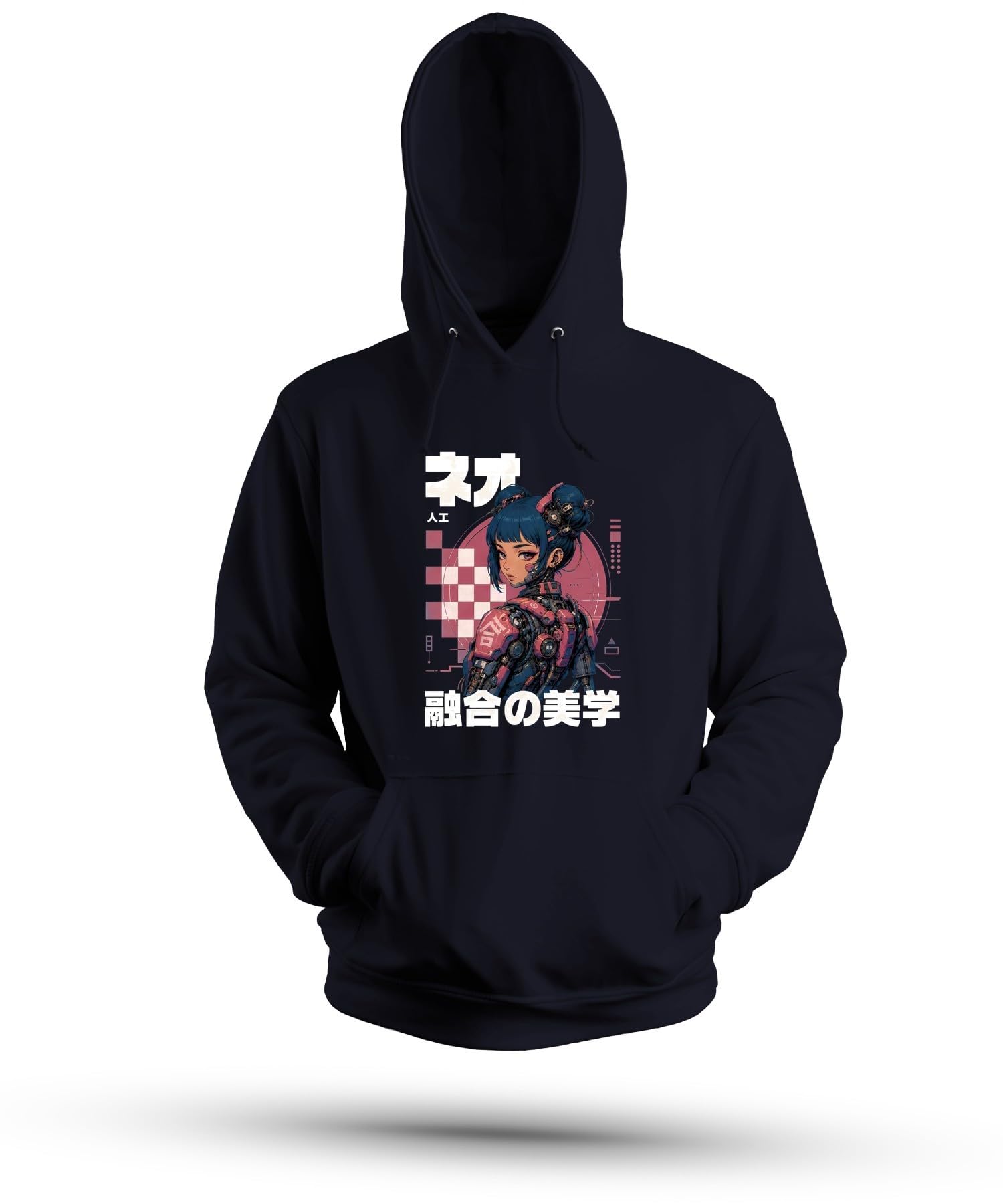Cyberpunk Anime Dziewczęca Japonia Y2K bluza z kapturem | Manga Android Vaporwave Otaku Gamer Mecha Synthwave Techwear Cybercore Dystopijny pomysł na prezent Futuryzm