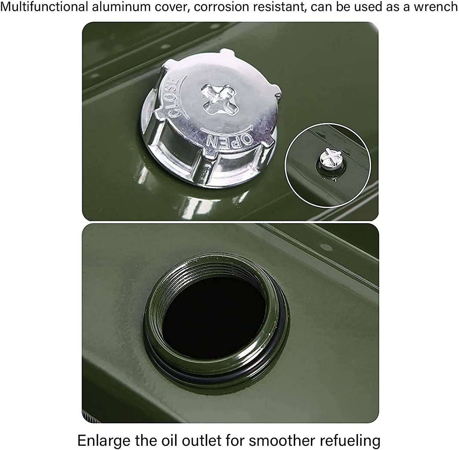 Tanica per Benzina Tanica in Metallo Portatile da 10 Litri con Tubo di Testa in Alluminio ， Contenitore per Olio Diesel A Benzina per Carburante ， Serbatoio Carburante di Riserva per Autoveicoli