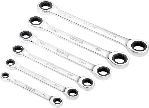 Draper 27741 HI-TORQ Metric Double Ratchet Ring Spanner Set 6 Piece
