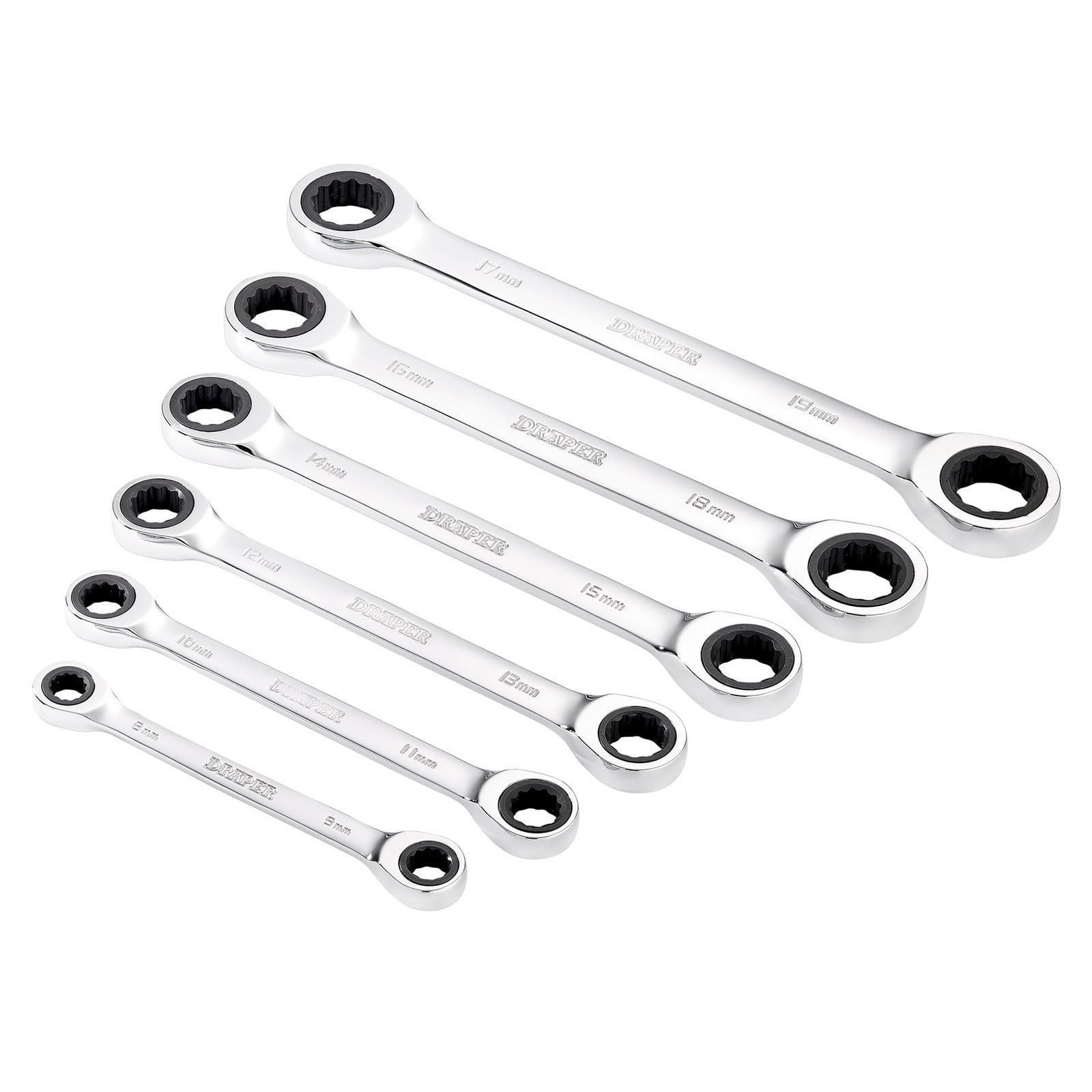Draper Tools Metric Double Ratchet Ring Spanner Set, 6 Piece