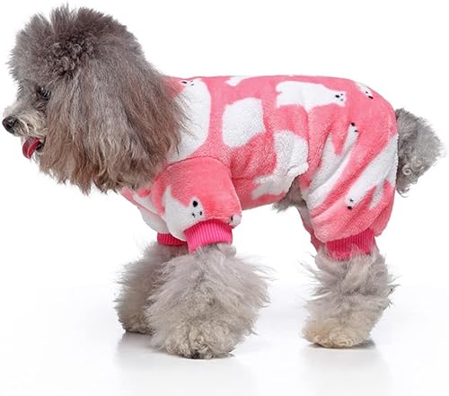 Miniatura 10 de XIAOYU Pijama de invierno cálido para perro, overol de 4 patas para perro con bonito patrón de oso polar para perros pequeños, gatos, Halloween,