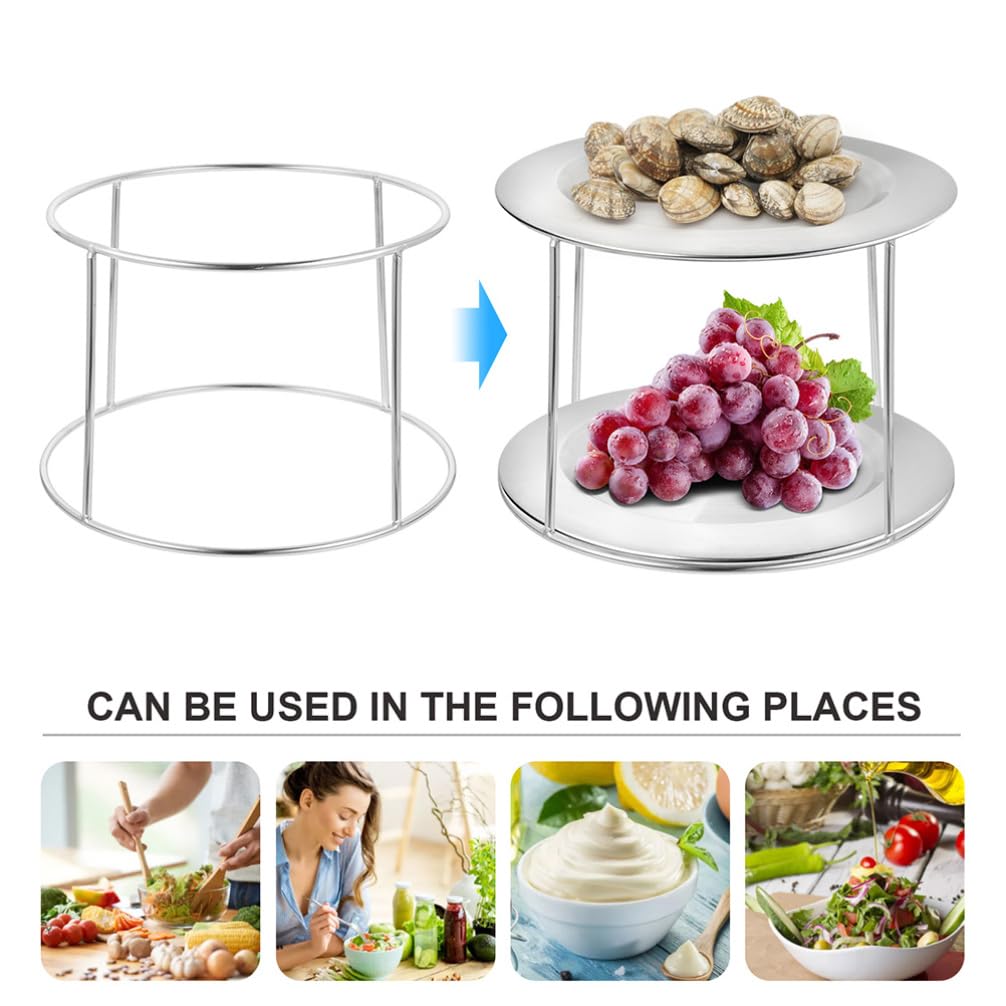 Kichvoe 2pièces Porte-Plats à Fruits de Mer Acier Inoxydable Support à Pizza Double Couche Étagère à Fruits de Mer pour Buffet
