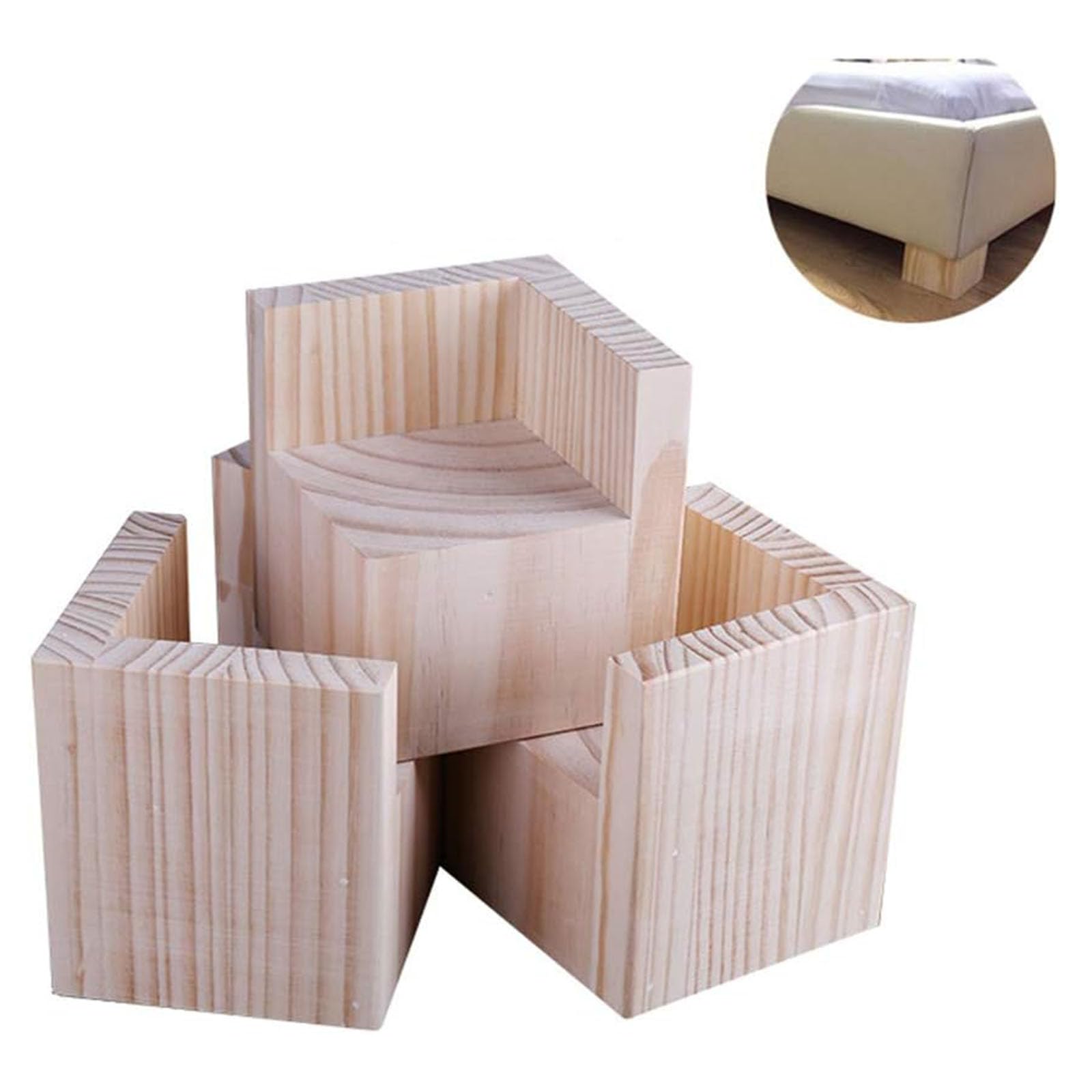 Set mit 4 hölzernen Fellerhöhungen zur Erhöhung der Höhe, perfekt für Tische und Betten – für Ihre Heimdekoration und T
