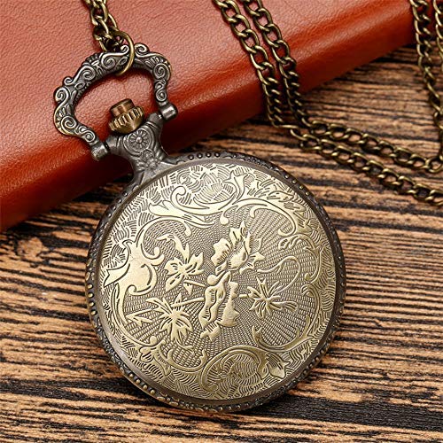 Vintage bronzen retro grote vrachtwagen bos boom zakhorloge met ketting voor auto vrachtwagenchauffeur zakhorloges - Afbeelding 7