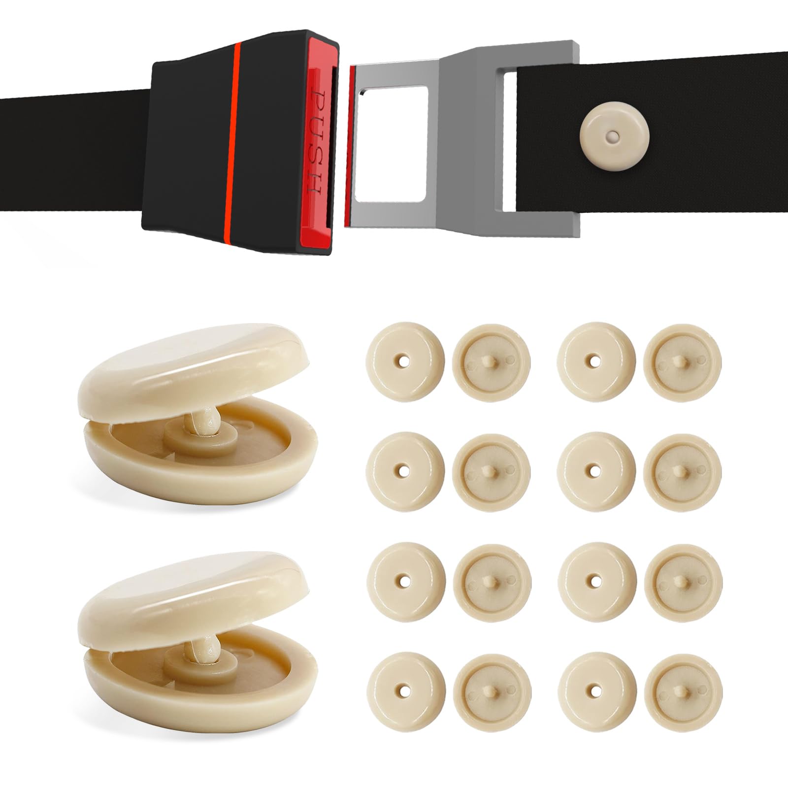 10 Sets Seat Belt Button Stop Plastic Seat Belt Stop Clips Prevent Buckle from Sliding Down No Welding
