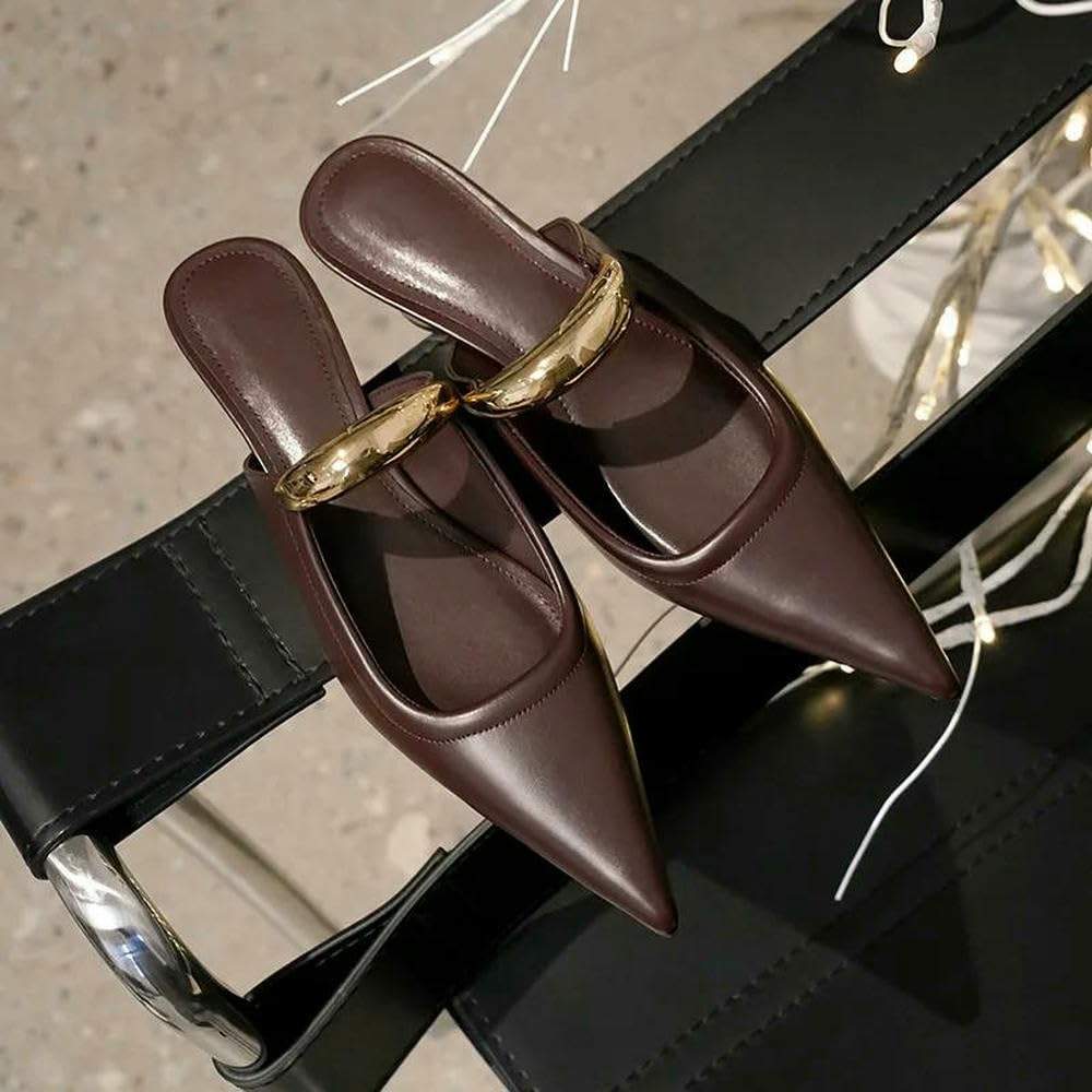 Zapatillas de Mujer con Punta Puntiaguda de 3,5 cm, Moda de Verano, Boca Baja, cómodas para Usar al Aire Libre, para Mujer, de una Palabra