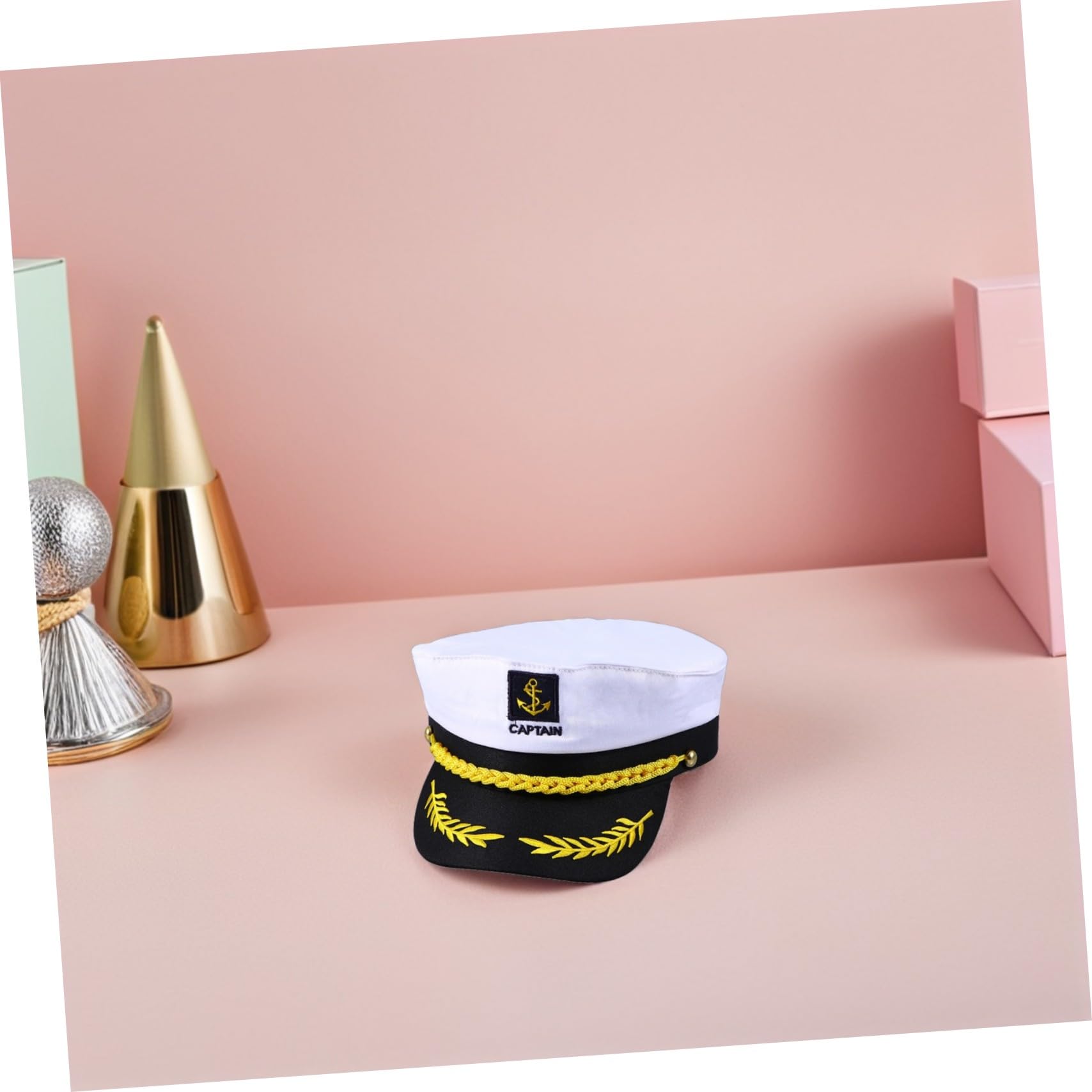 Ciieeo 4 Stück Verstellbare Kapitänsmütze Weiß und Schwarz Matrosen Yacht Hut Sonnenhut für Cosplay Hochzeiten Partys