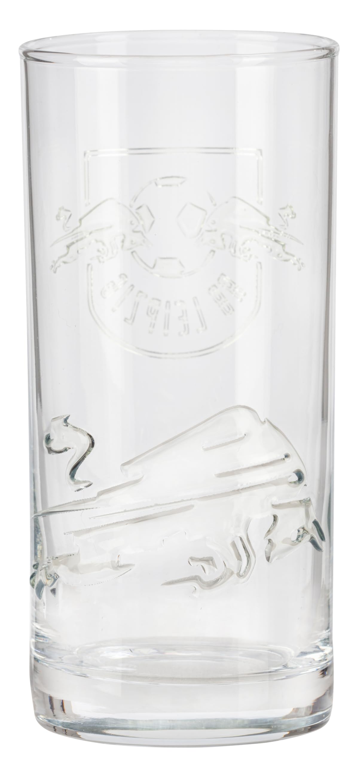 RB Leipzig Trinkglas - Relief - 2er-Set | Wasserglas | Glas | Longdrinkglas | RBL - Plus Aufkleber Wir lieben Fußball