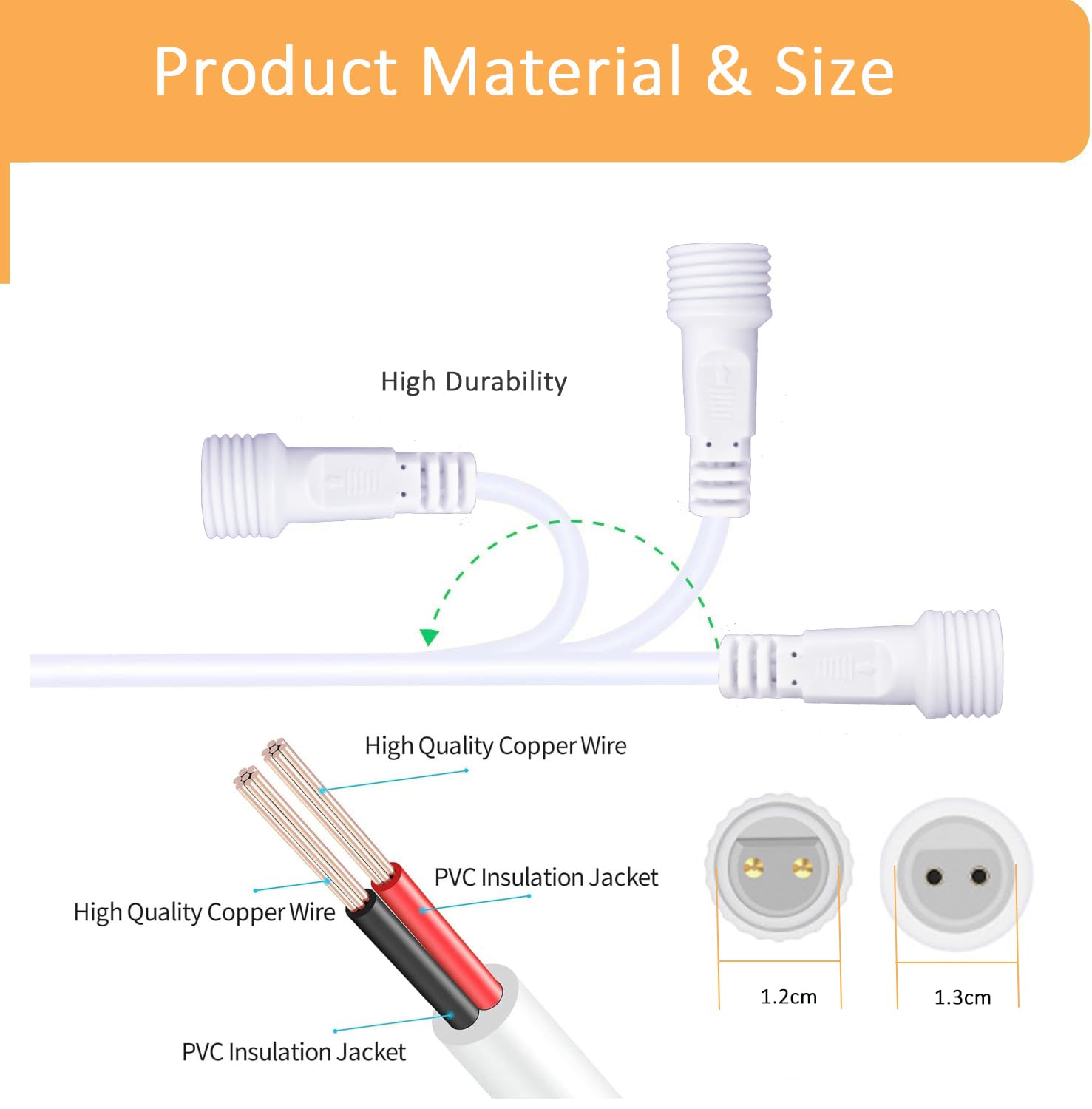 Joysing Christmas Lights Extension Cable 2 Pin 10M Fairy Lights Extension Cable White - Image 3