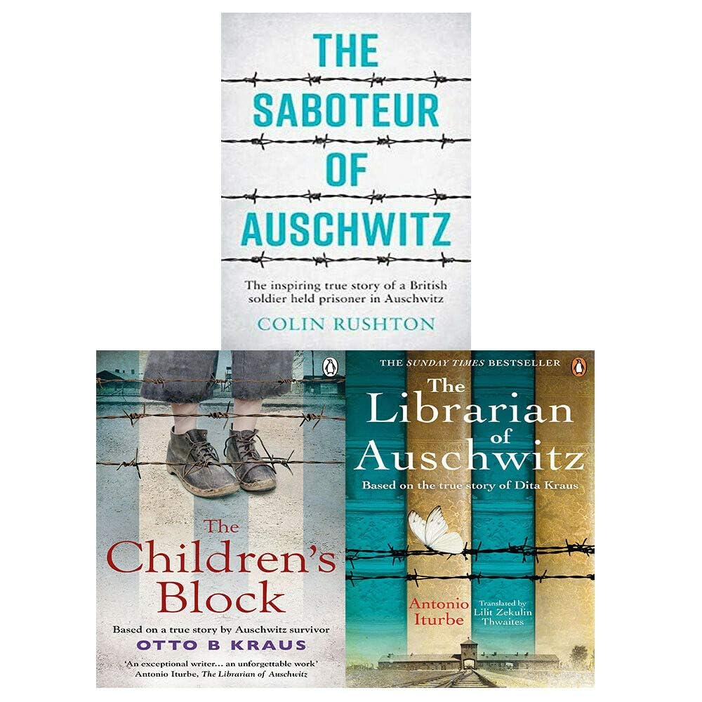 The Saboteur of Auschwitz, The Children's Block, The Librarian of Auschwitz 3 Books Collection Set