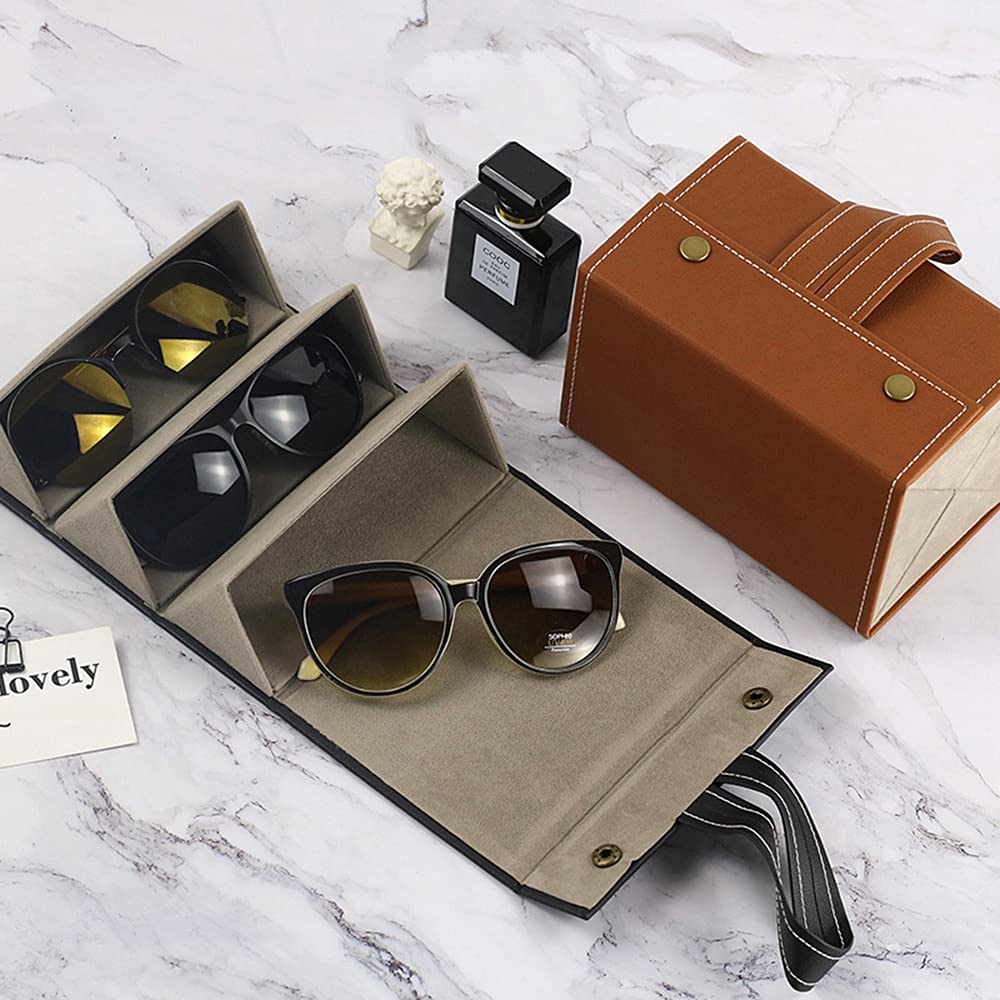 Almacenaje de JoyasEstuche de Gafas de Sol de Viaje con múltiples Ranuras, Organizador de Gafas portátil para exhibición de Almacenamiento, Caja de Almacenamiento de Gafas de joyería, Regalo