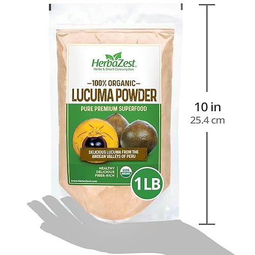 Miniatura 8 de HerbaZest Polvo orgánico de lúcuma – 16 oz (454 g) – Vegano y certificado USDA – Delicioso y lleno de fibra – Sabrosa adición a batidos, postres,