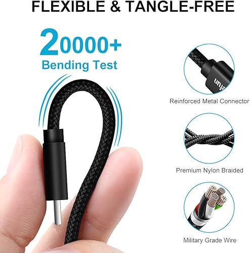 Miniatura 5 de CLEEFUN Cable USB C largo, 26 pies26.2 ft USB A 2.0 a tipo C, cable de carga trenzado de nailon compatible con controlador PS5, interruptor, Galaxy