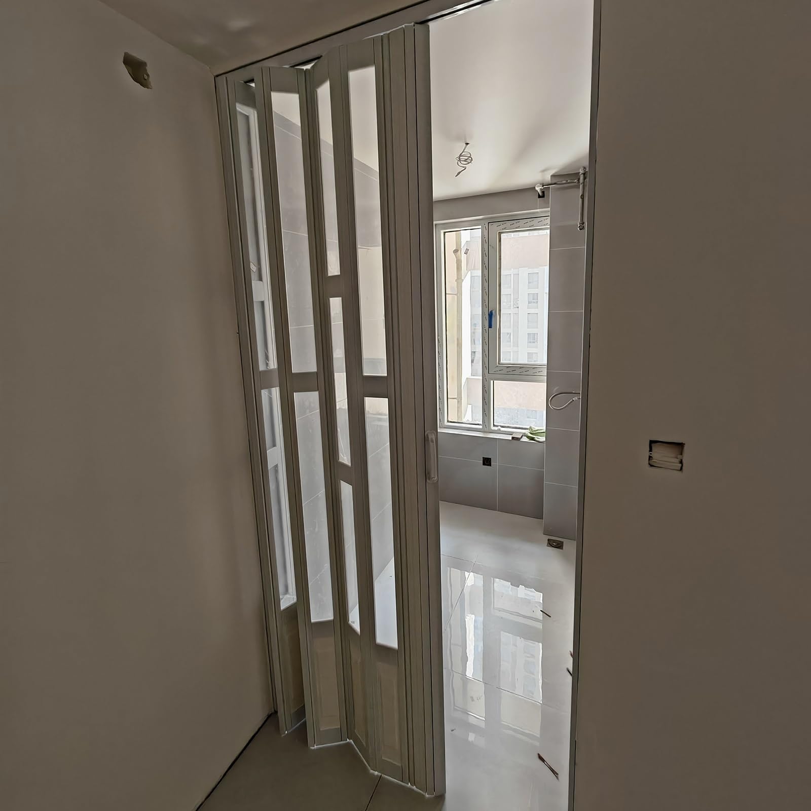 Porte AccordéOn Coulissante Pliante Portes Pliantes Intérieures Pour Petits Espaces, Portes Accordéon Pliantes Invisibles En PVC Pour Chambres À Coucher Et Salles De Bains Avec Poignée Et Rail Supérie