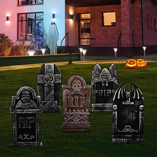 Halloween Foam Graveyard Tombstones, Halloween Headstones Decoration, 5pcs - image 3