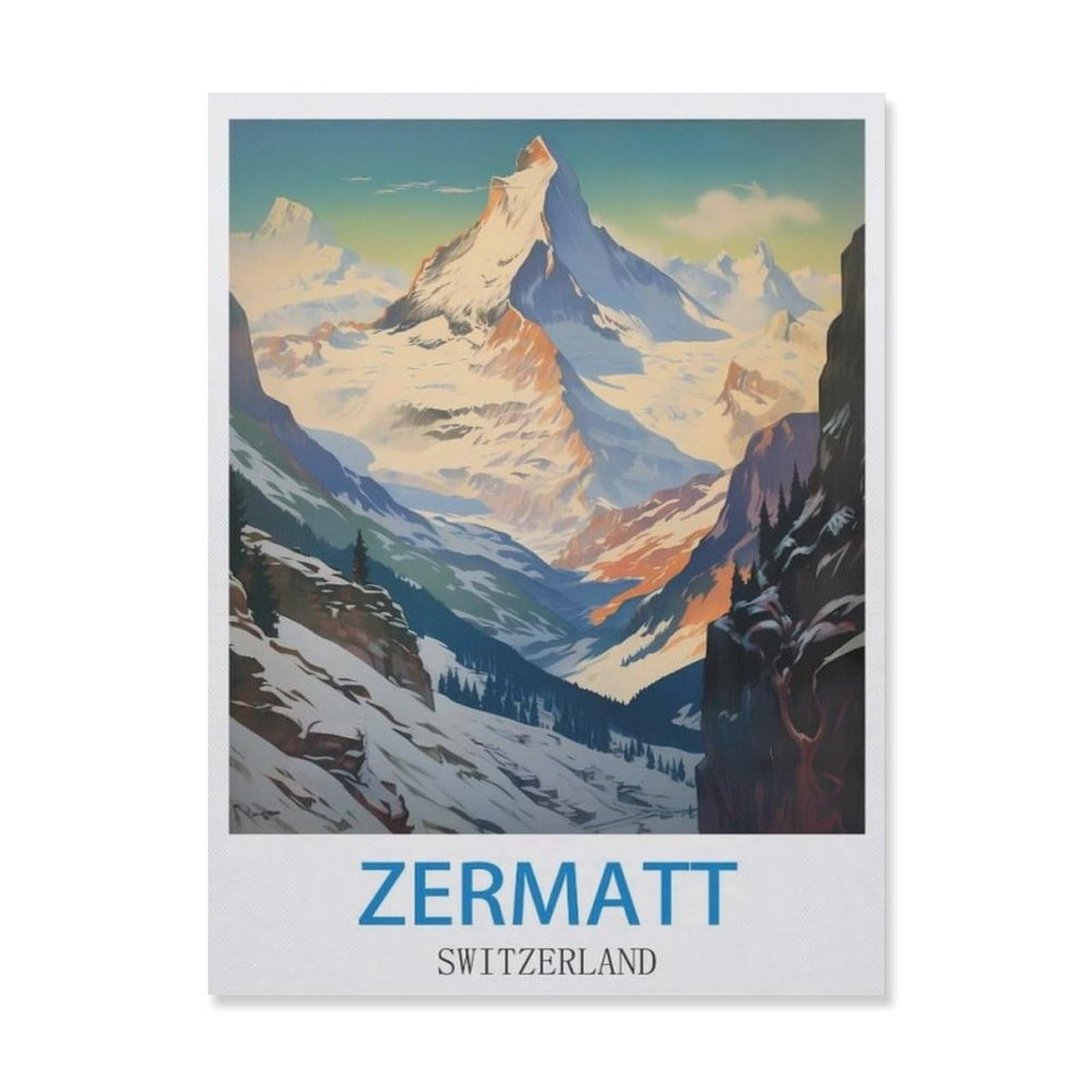 Vintage Metal Tin Sign，Zermatt Switzerland，Funny Bathroom Decor, Restroom Decoration, Funny Bathroom Wall Art Tin plaque(15x30cm）6x12 inch-EH67