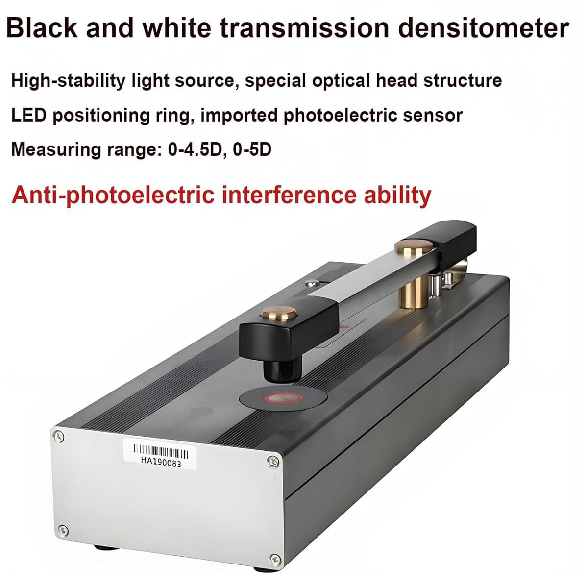 Densitómetro digital portátil en blanco y negro, rango de medición 0-4,5D, apertura de 2 mm, ideal para control de calidad en impresión y fotografía