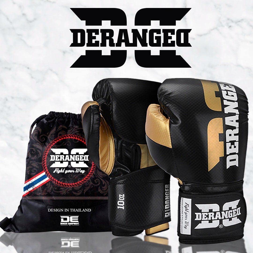 Deranged Boxing Gloves Carbon Fiber - Design in Thailand - Free Gym Sack Bag