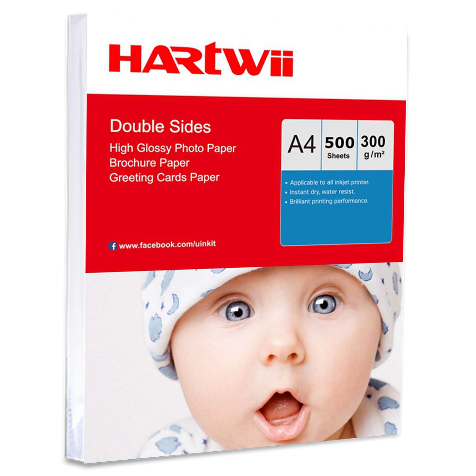 Gruby papier fotograficzny A4 300 g/m2 dwustronny nadruk na wysoki połysk – 500 arkuszy papier atramentowy dwustronny nadruk super biały Hartwii