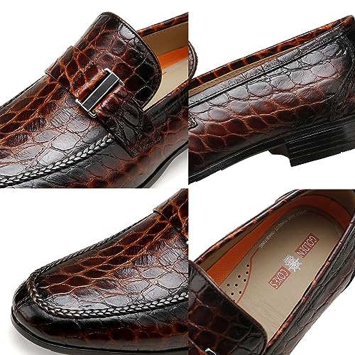 Image of Classic Leather Dress Shoes for Men, Premium Alligator Printed Bussiness Dress Slip on Loafer for Mens