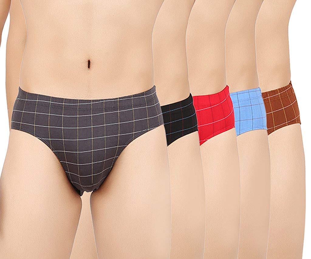 CrystalItalia Colored Soft Cotton Briefs/Innerwear for Men (Pack of 5) (95)