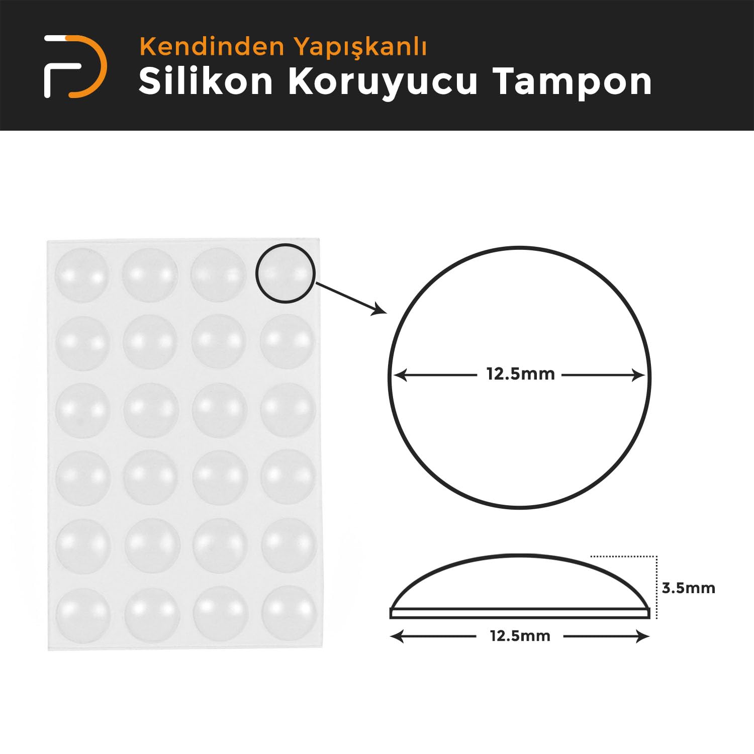 Furndiy Şeffaf 72 Parça Kendinden Yapışkanlı Ses Kesici - Cam Masa Pabucu - Çekmece ve Dolap kapısı için Yumuşak Kapanma Tamponu - Mobilya koruyucu - Üçlü paket