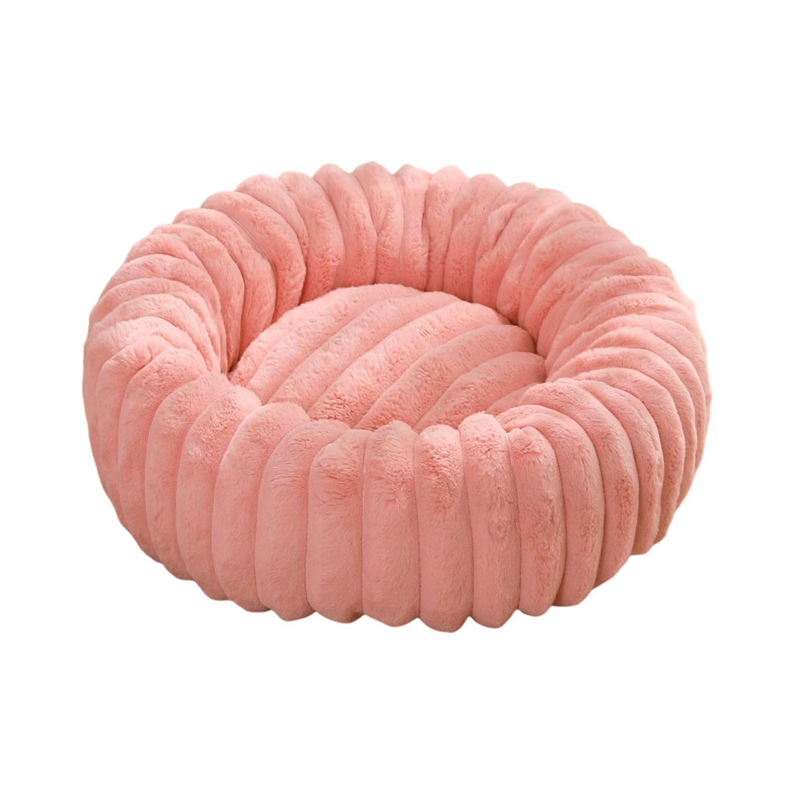 Mateju Plush Donut Pet Bed, Fluffy Pet Cushion Warm Soft Plush Donut Dog Cat Bed for Calming Puppy Kitten Petbed with Non Slip Bottom, Machine Washable (Pink,Diameter 50cm)