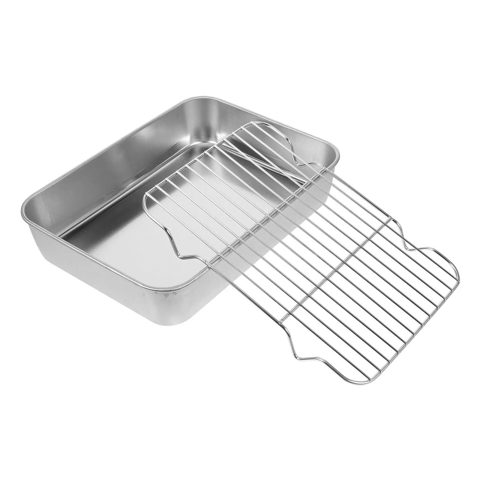 Edelstahl-Backblech-Set mit Gitterrost, 23 x 17 x 5 cm