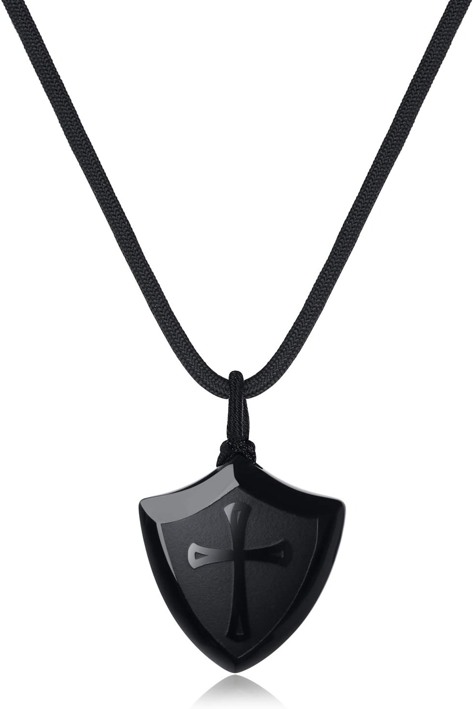 COAI Black Obsidian Necklace for Men Shield Protection Necklace Crystal Necklace for Men Women