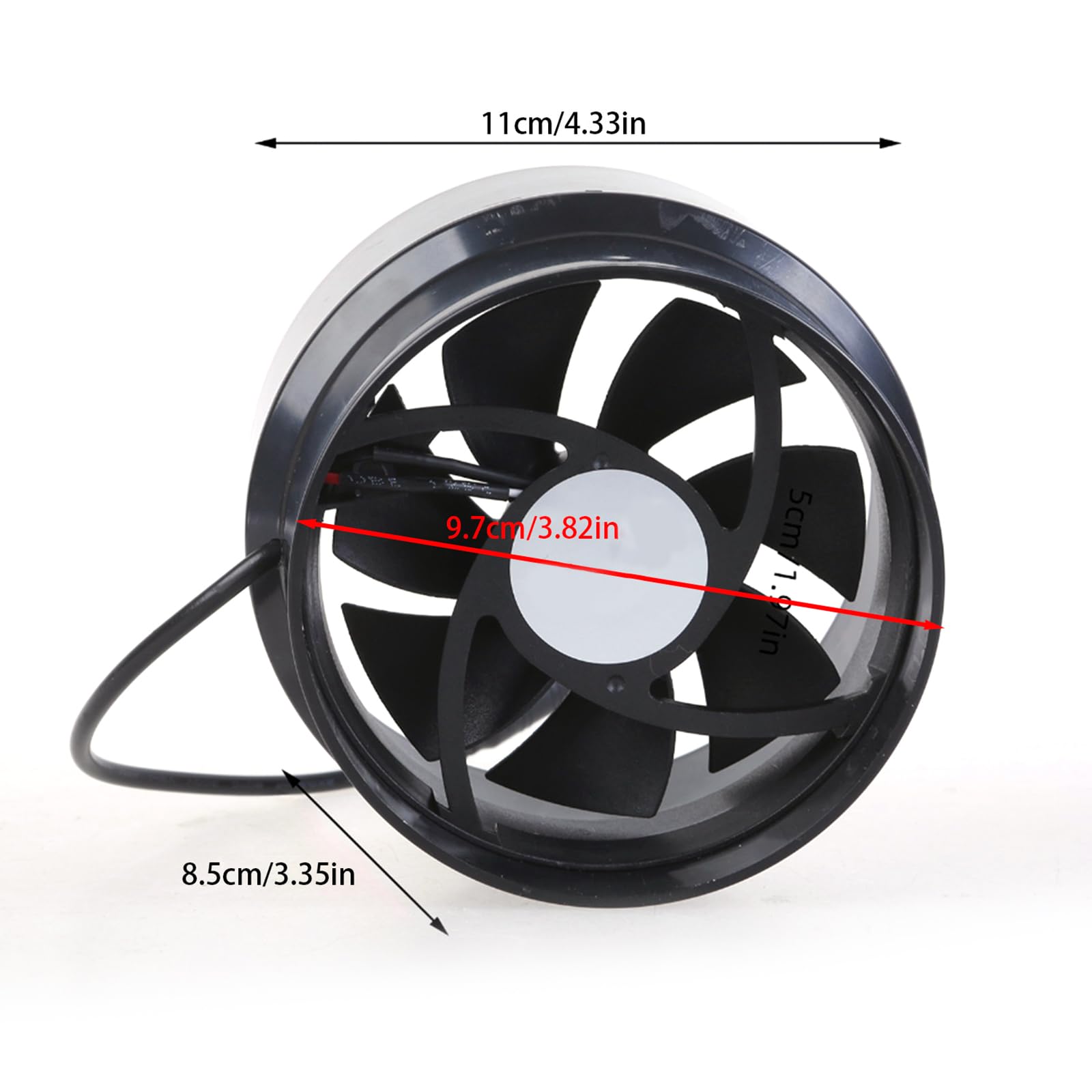 Ventola in linea 97 mm silenziosa ventola di ventilazione per barche marine e camper, 12 V CC, ventola di funzionamento silenzioso, presa d'aria a testa piccola, 110