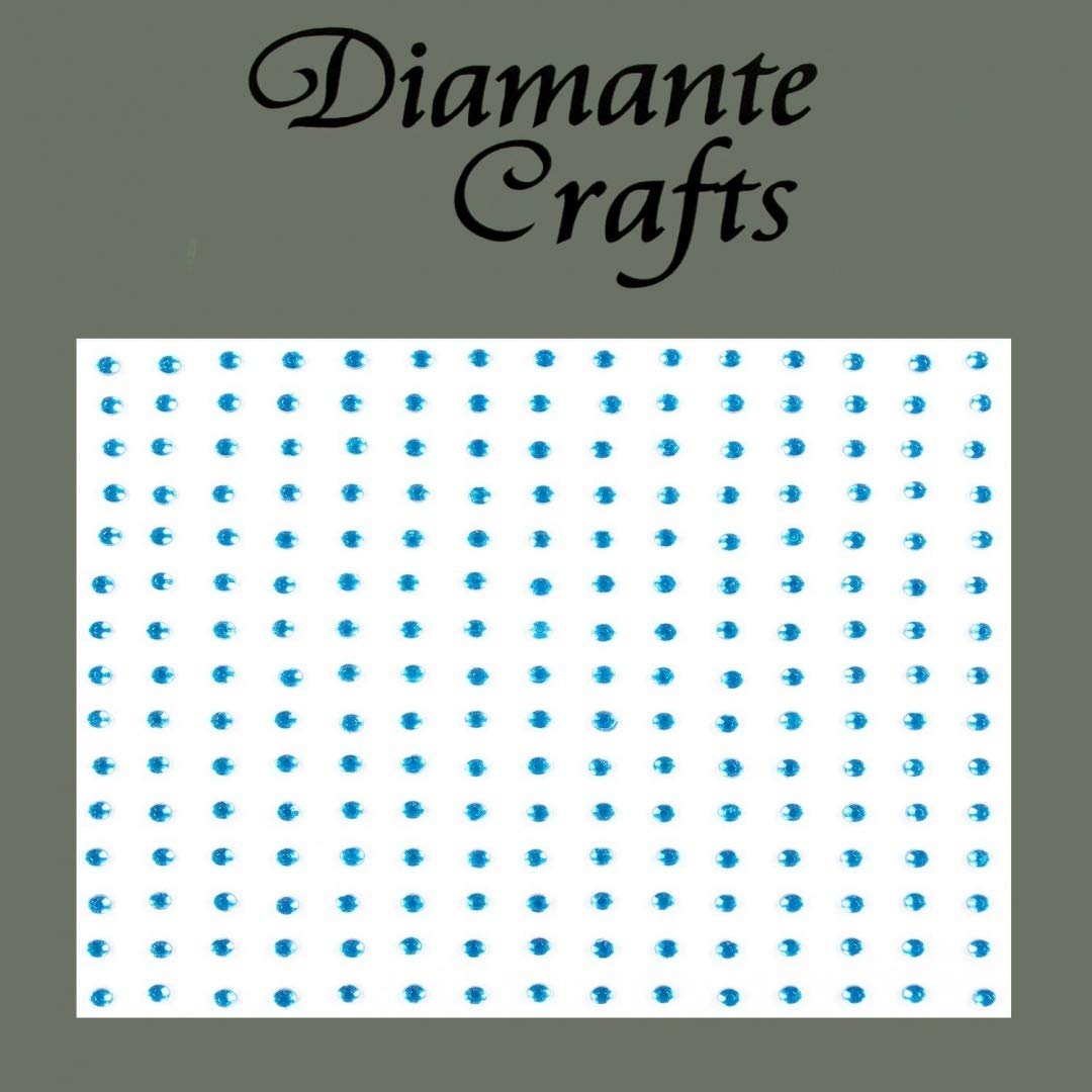 Diamante Crafts 225 x 2mm Turquoise Diamante Self Adhesive Rhinestone Craft Embellishment Gems - created exclusively