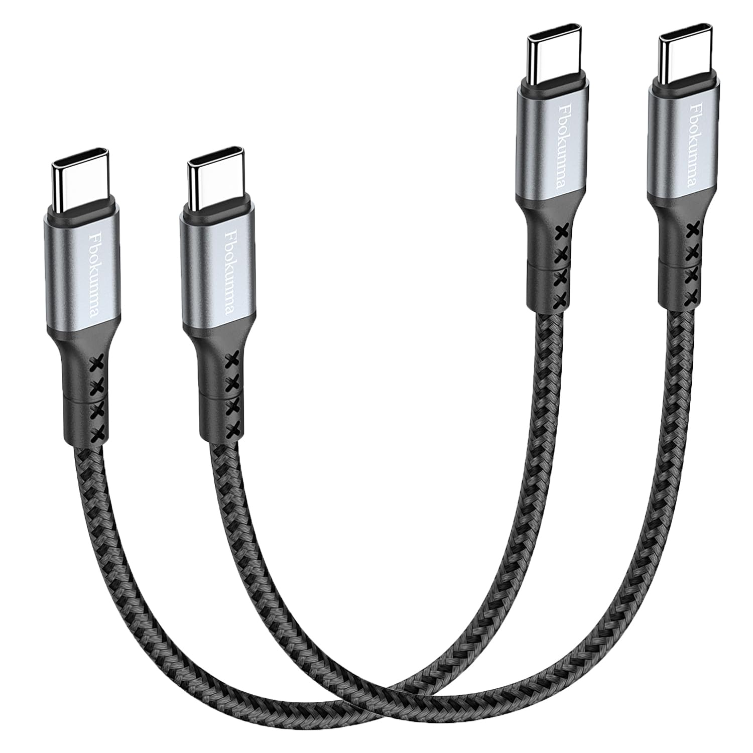 Fbokunma Short USB C to USB C Cable 1ft 2Pack, 60W Type C to C Charger Cable Fast Charging for Samsung Galaxy S24 S23 S22, for iPhone 15 Pro Max/Plus,