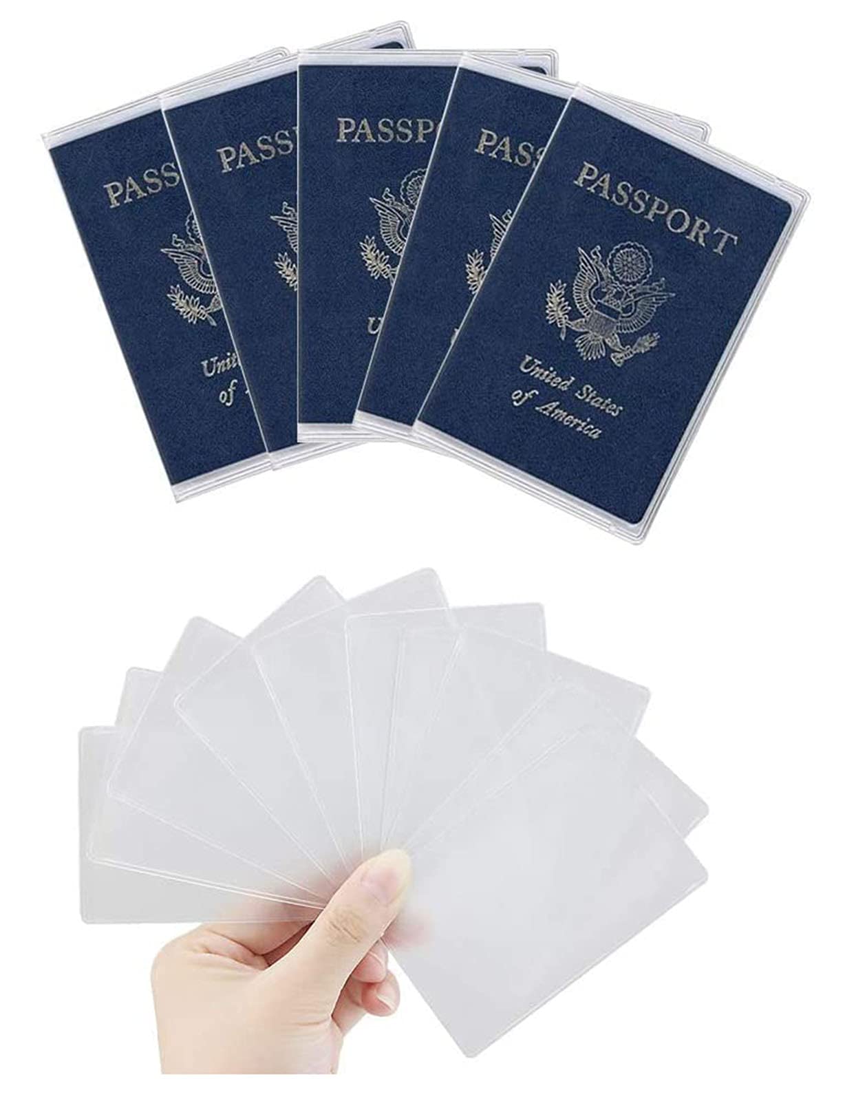 Sponsored Ad – 5pcs Clear Plastic Passport Cover Passport Protector Holder + 10pcs Clear Plastic ID Credit Card Holder Cover Case