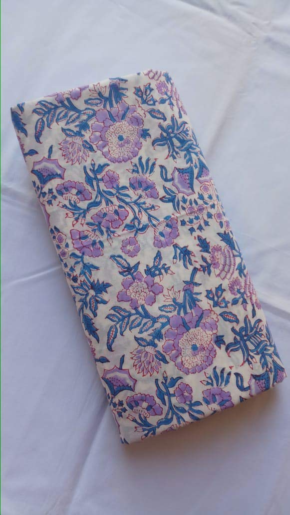KALAP Kalap Floral Printed Cotton Cloth Materiel Purple Block Fabric Running Jaipuri Hand Block Printed Women Dress Material Kurtis Natural 44 Inches Width 2.5 Meter (Purple)-image-18