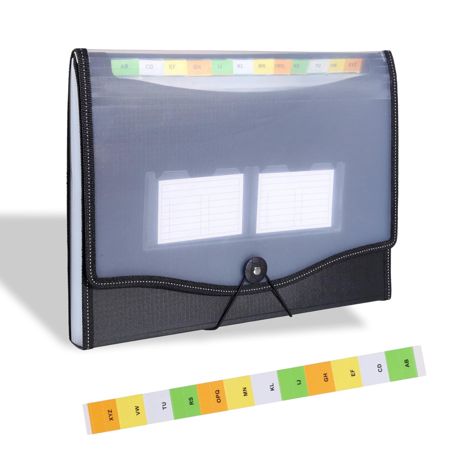 Cartella portadocumenti espandibile formato A4, 13 tasche, a fisarmonica, con 12 linguette ed etichette indice, custodia portatile per casa, ufficio e scuola, colore nero