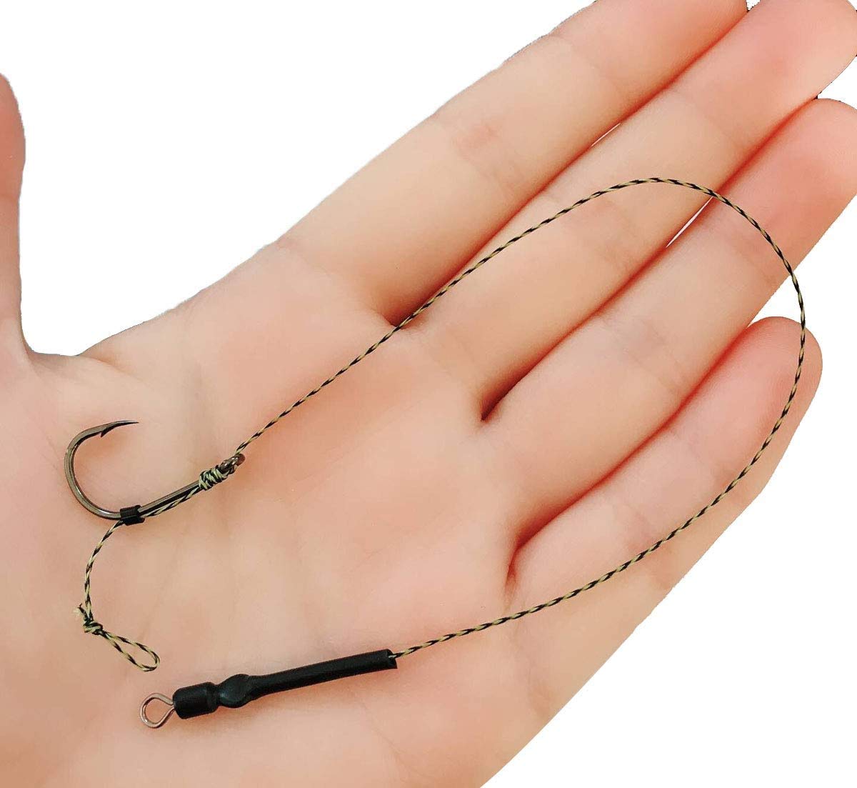 Lot De 18 Bas De Ligne Pour Pêche à La Carpe - Résistance 5,4 Kg, Hameçons En Acier Inoxydable - 8