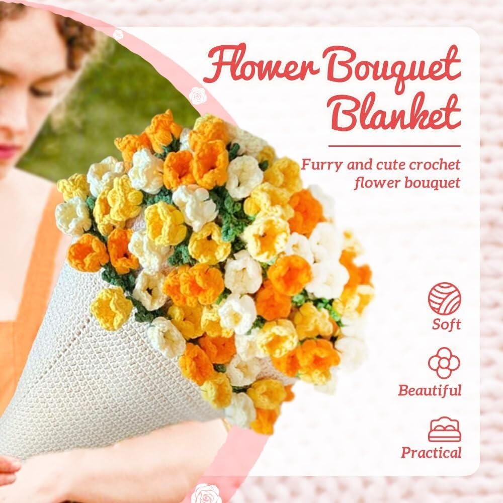 Amazon｜フラワーブーケブランケット かぎ針編みの花を巻いて