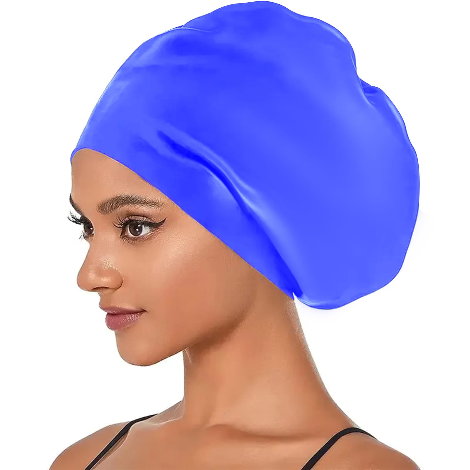 Gorro Natación Pelo Largo,Gorro Piscina,Gorro de Baño Silicona Extra Grande,Gorro Piscina de Silicona,Impermeable Gorro de Natacion,Gorro Natación Mujer y Hombre