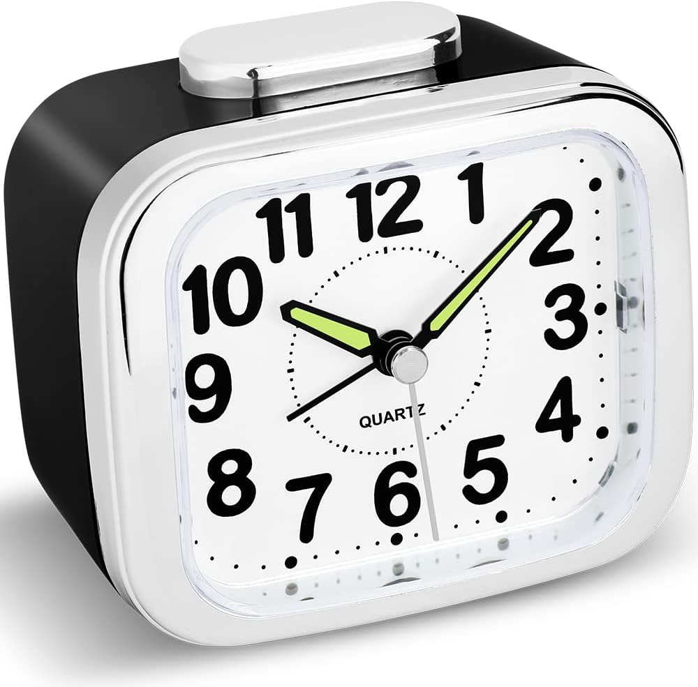 KOEPUO Analogue Alarm Clock Simple Alarms Clocks No Tick Alarm Clocks