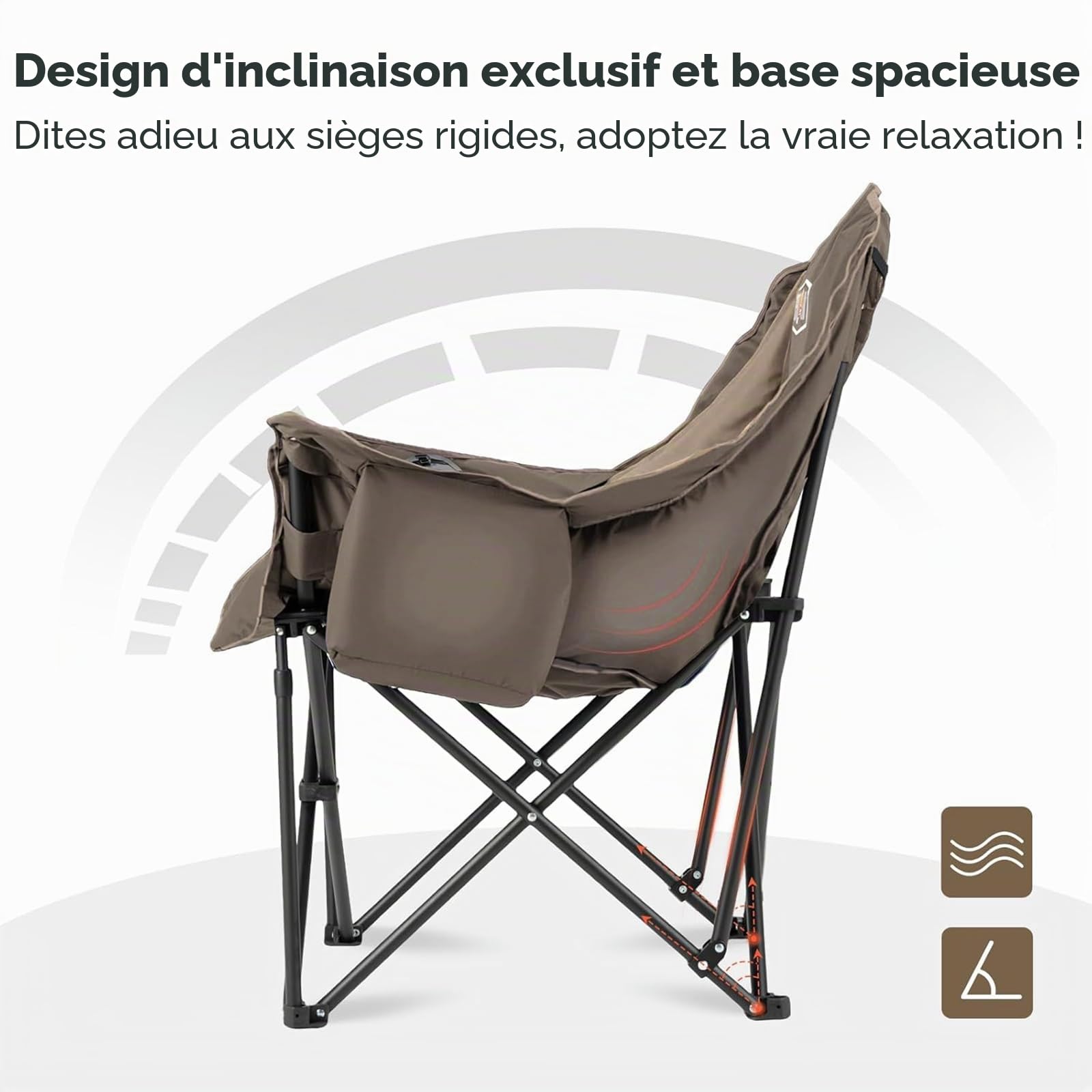 OVERMONT Chaise Pliante Camping Chauffante XL - 3 Niveaux de Chauffage,Assise et Dossier Chauffants Séparément - Charge Max 181 kg,Poltrona Pliable avec Coussin - Pour Extérieur,Intérieur,Camping,Kaki