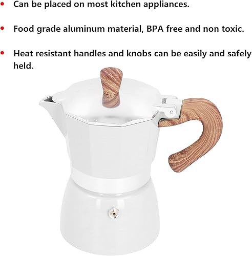 Miniatura 4 de Moka Express - Cafetera de aluminio práctica para cocina, 5.1 fl oz (blanco lechoso)