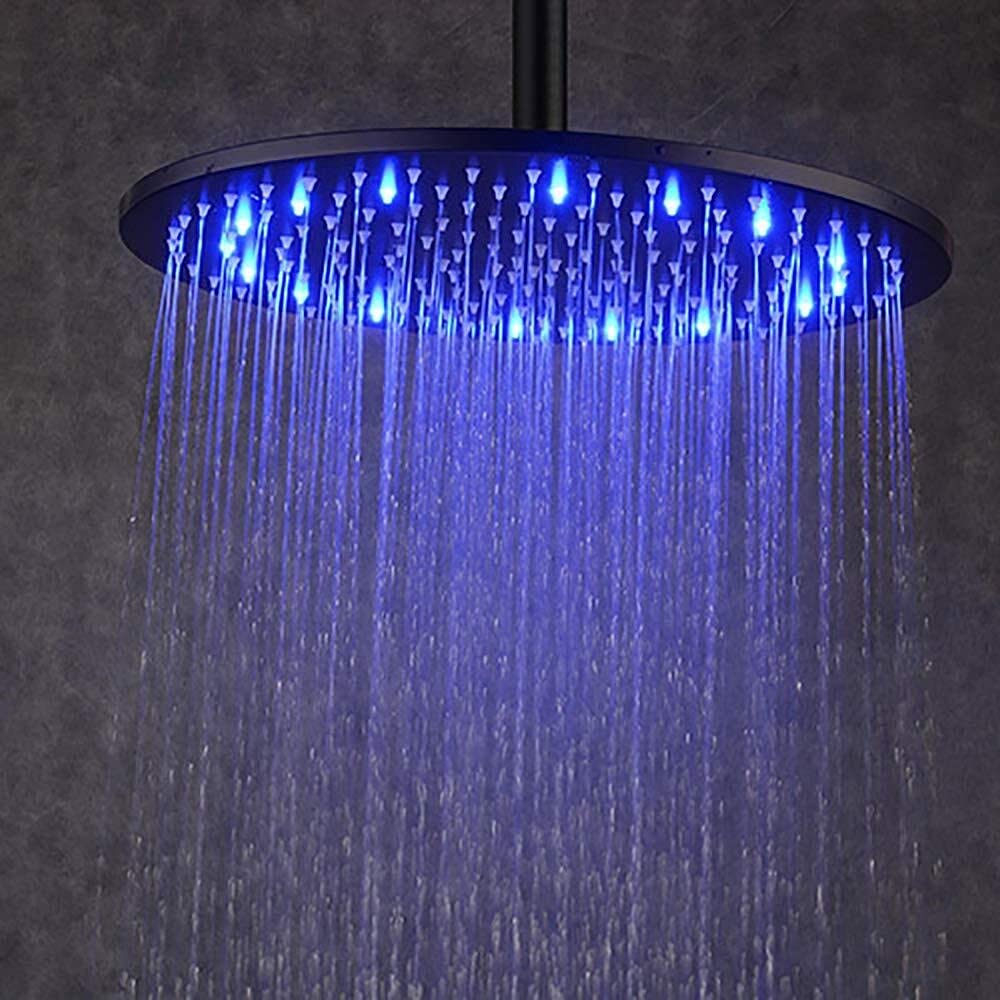 ZGQA-GQA Contemporary LED Waterfall Rain Shower,Round High Pressure Rain Shower, LED Rainfall Shower Head,12" Rain Shower Head High Pressure Top Rainfall Shower Head
