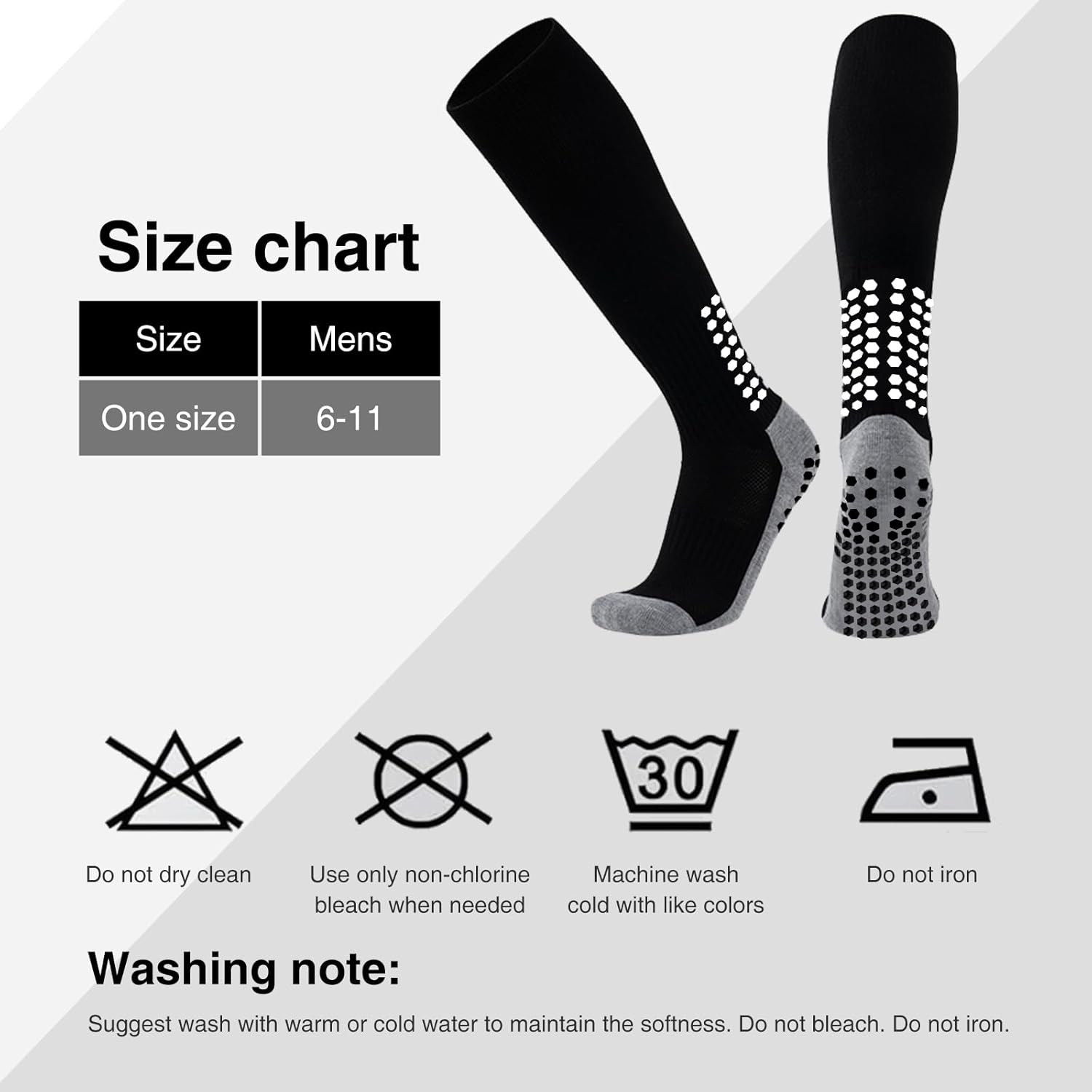 8 Pair Grip Soccer Socks for Men, Knee Socks Non Slip Grip Pads for Football Baseball Sports - Image 7