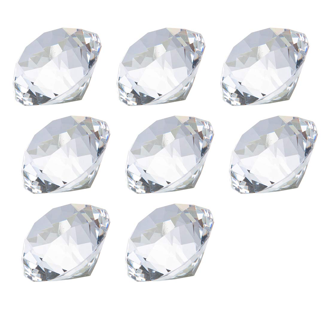 LONGWIN Crystal Diamond Paperweight Birthstone Home Decor (1.2 inch) Pack of 8 (Clear)
