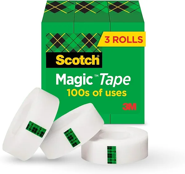 Scotch Magic Tape, 3 Rolls, Numerous Applications, Invisible, Engineered for Repairing, 3/4 x 1000 Inches, Boxed