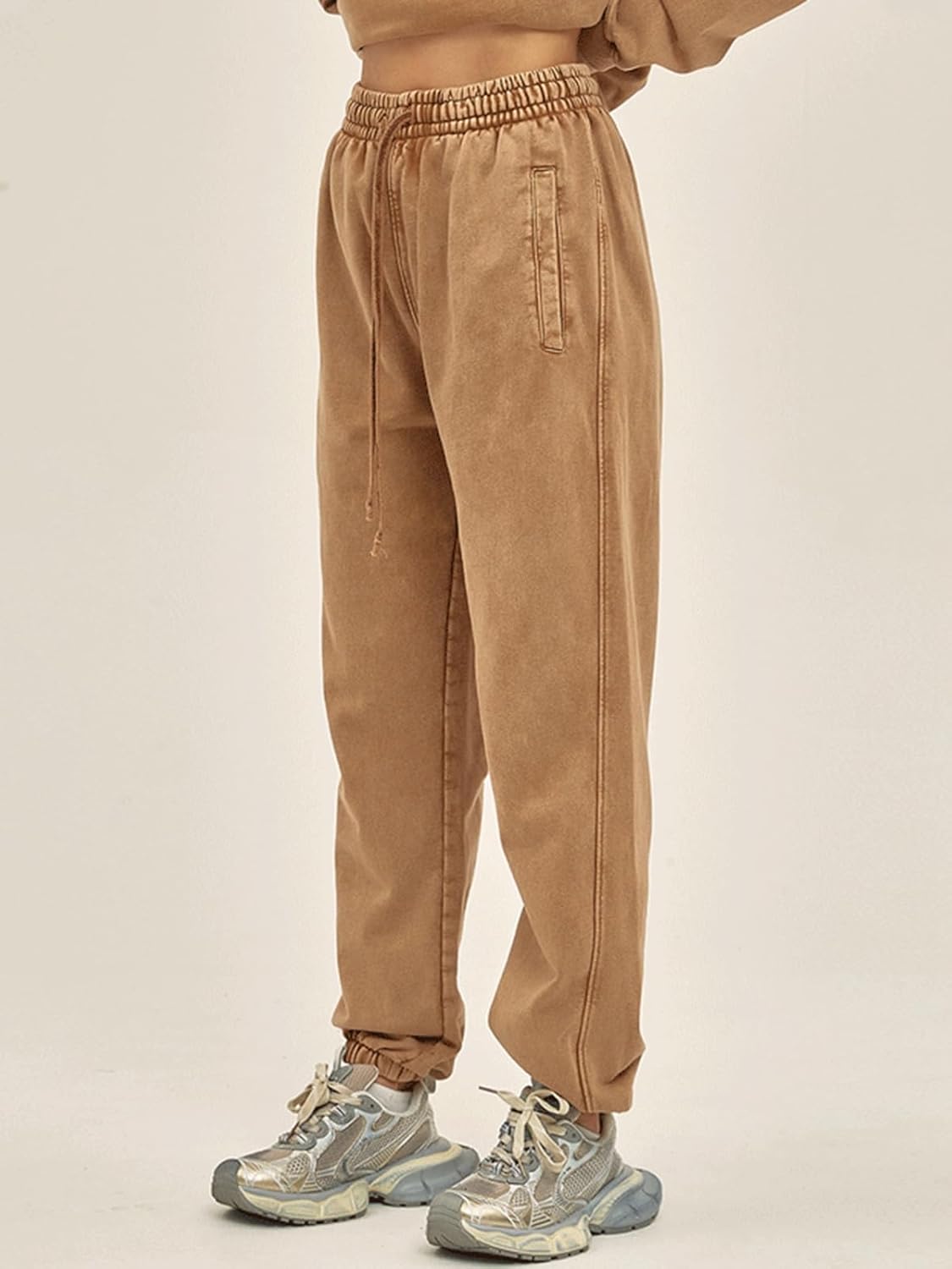 KEEPSHOWING Mens Sweatpants Athletic Acid Washed Cotton Elastic Waist Joggers Drawstring Jogger Pants Workout Long Pants - Image 5