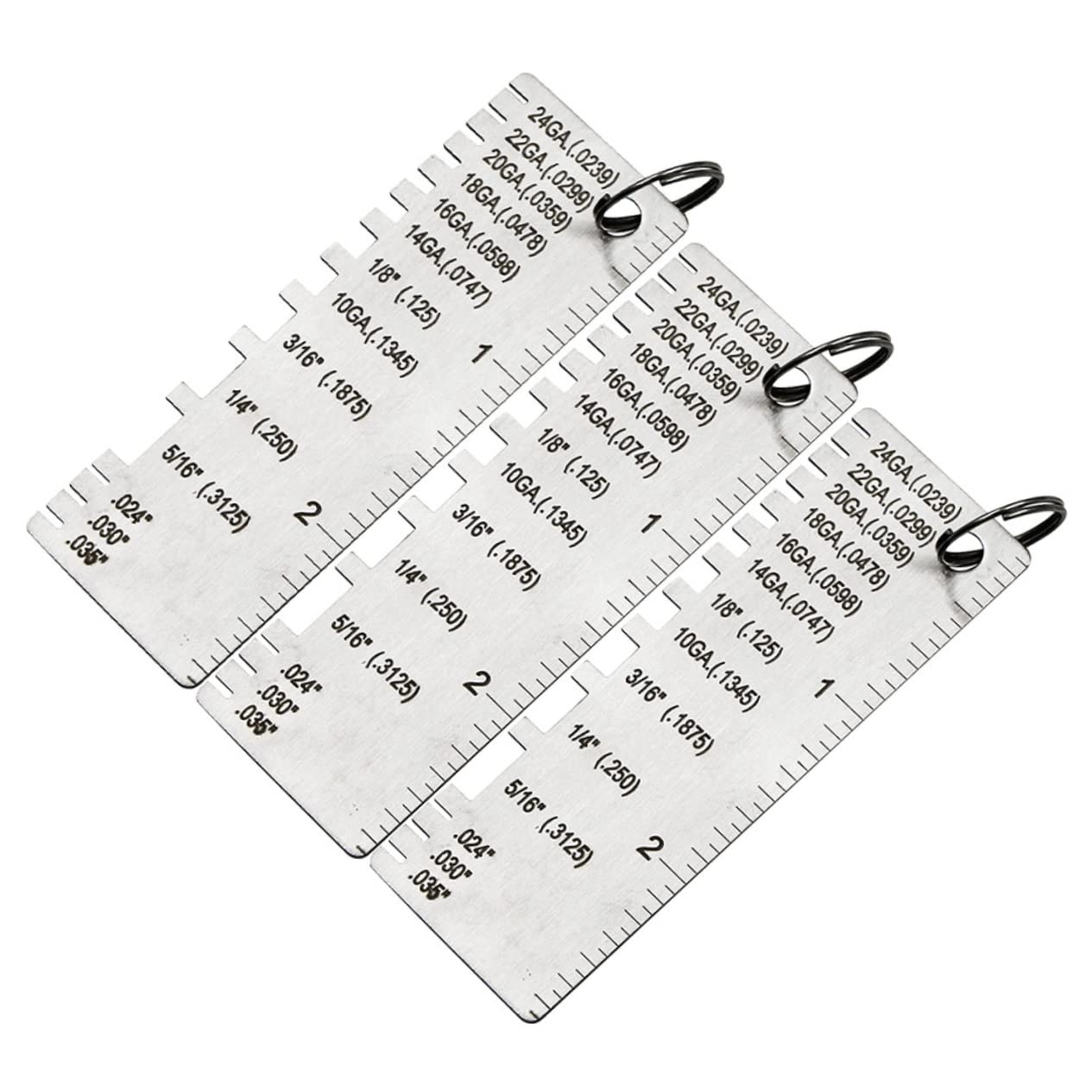 CHILDWEET 3pcs Metal Gauge Thickness Tool Welding Tools Wire Gauge Welding Accessories and Tools Belt Tension Gauge Stainless Standard Gauge Welding Thickness Gauge Stainless Steel Silver